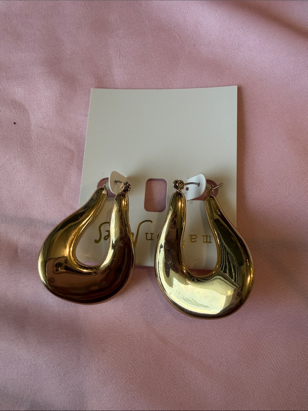 Maison Jules Gold Tone Sculptural Hoop Earrings